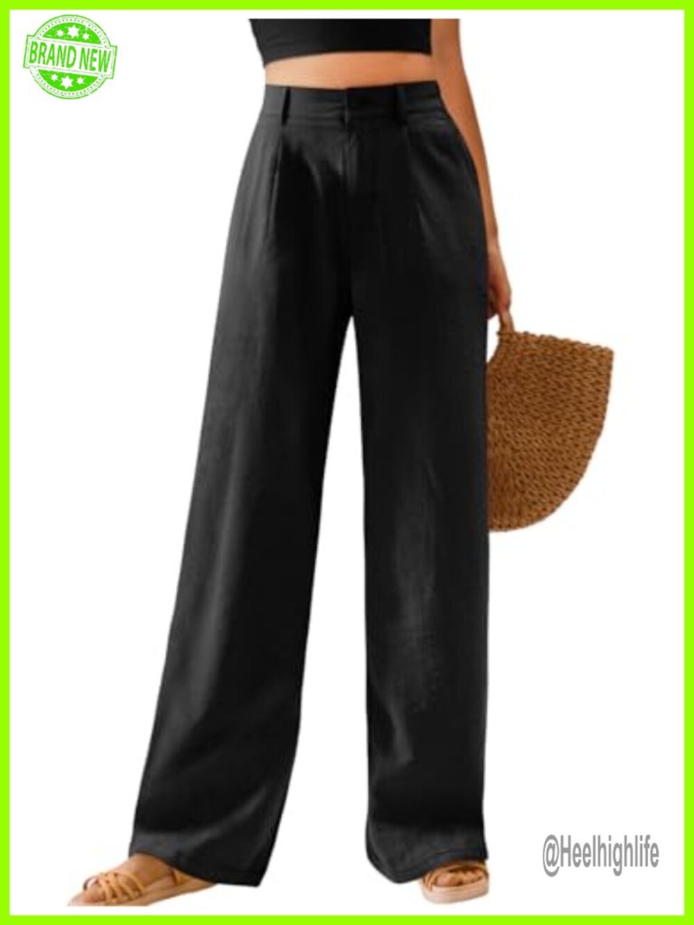 Wide Leg High Waisted Button Down Trousers Palazzo Pants Loose Fit